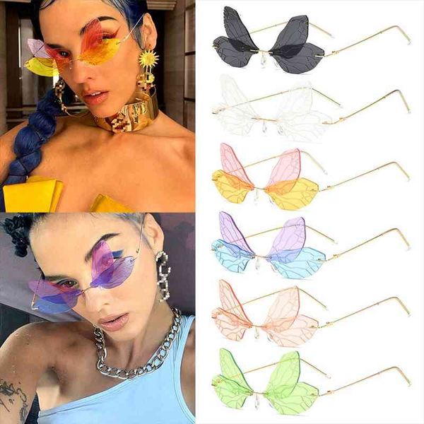 

fashion butterfly sunglasses vintage rimless gradient lens shades street punk sun glasses eyewear accessories uv400, White;black