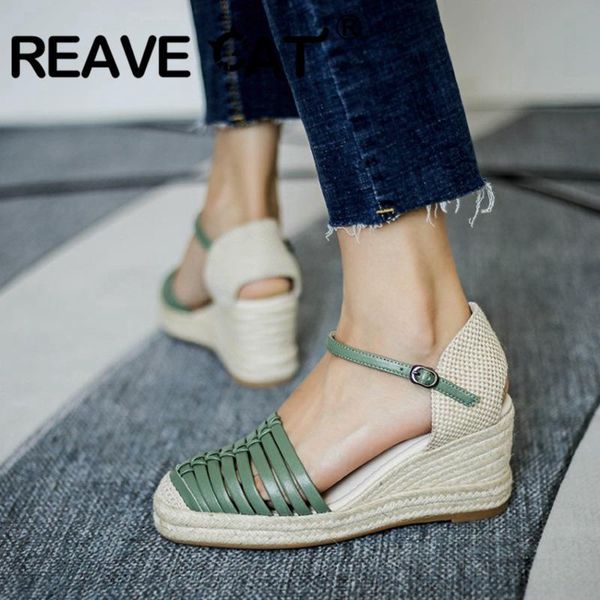 

dress shoes reave cat sweet fashion buckle women's sandals 2021 espadrilles wedged high heels est quality party dancing woman, Black