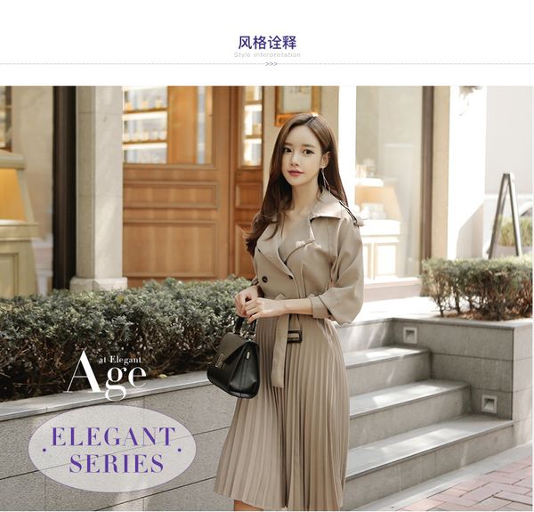 

autumn new spring runway midi party women dresses elegant long sleeve pleated casual dress ladies vestidos, Black;gray