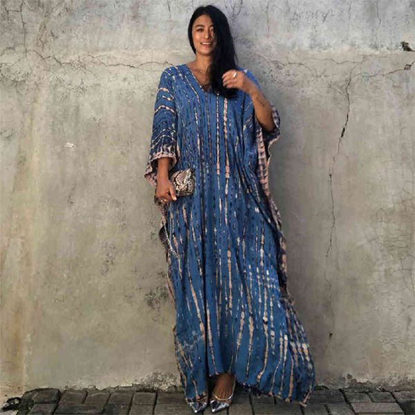 

bohemian printed women beach dress bathing suit cover up summer tunic for woman beachwear robe de plage kaftan q1218 210420, White;black