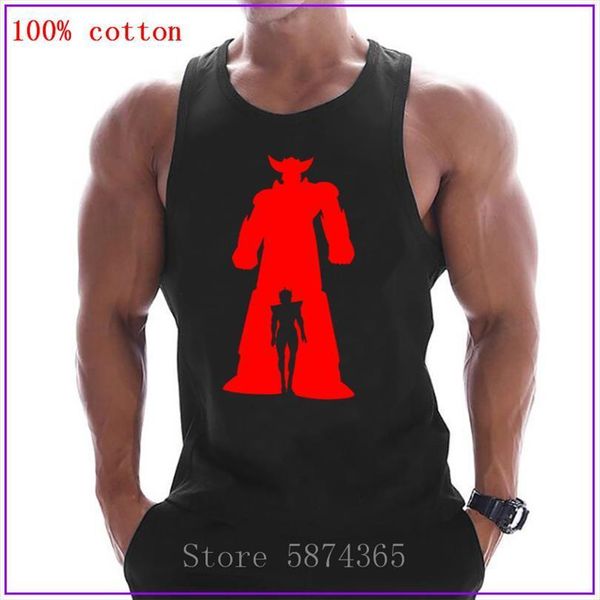 

ufo robot grendizer cotton sleeveless shirts tank men fitness shirt mens singlet bodybuilding workout gym vest, White;black