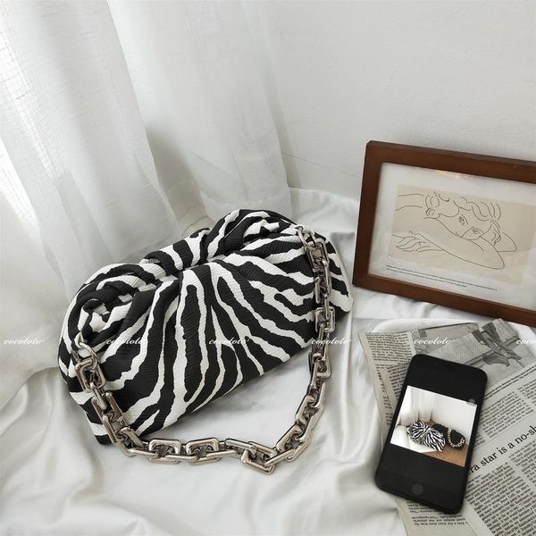 

evening bags 2021 fashion women leather handbags thick plastic chain zebra pattern drop luxury designer bag