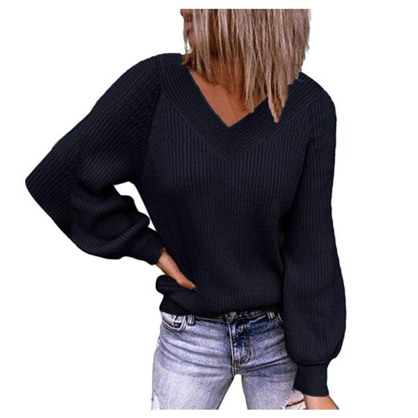 

women's sweaters women pullover knit long-sleeved v-neck solid color 2021 spring autumn casual femme, White;black