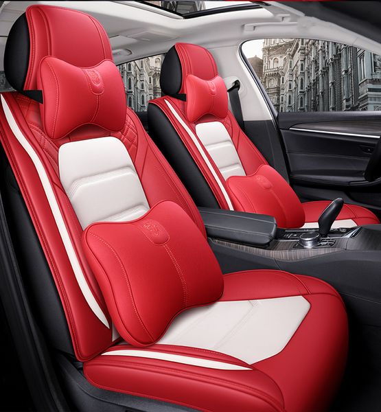 

car accessory seat cover for sedan suv durable leather universal five seats set cushion including front and rear covers full covered red des