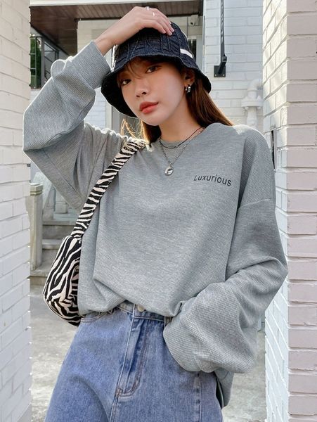 

dazy letter graphic drop shoulder pullover 75pn#, White;black