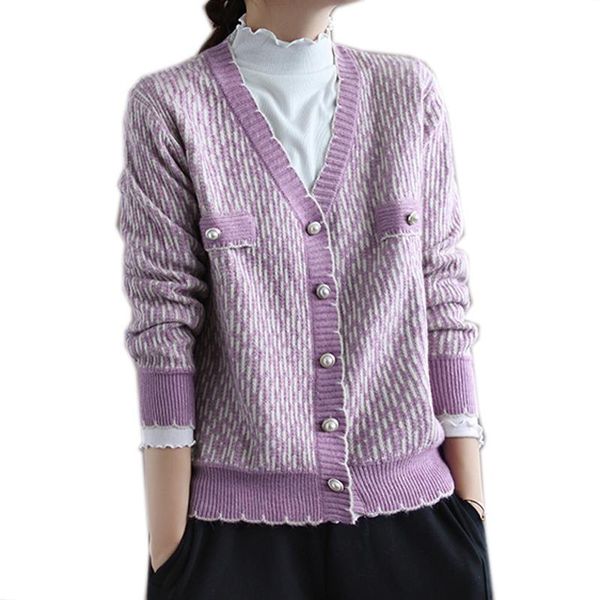 

women's knits & tees women sweater cardigan autumn spring sweet kawaii cute loose knit v neck outwear pockets casual fashion a09231221, White