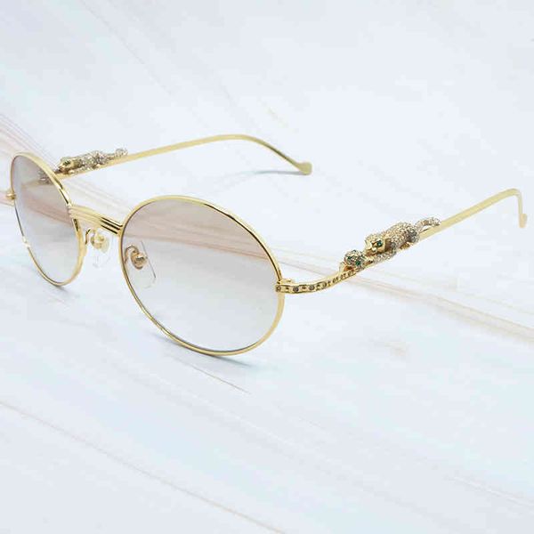 

2022 factory wholesale glasses panther rhinestones sunglasses mens round metal carters fashion sun glasses diamond summer shades eyewear, White;black