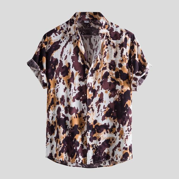 

men's casual shirts mens vintage ethnic style printing loose short sleeve stand collar shirt daily wearing office blouse hawaiian, White;black