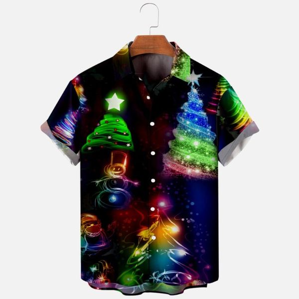 

men's casual shirts fashion 3d christmas shirt loose cardigan printed plus size short sleeve summer women's, White;black