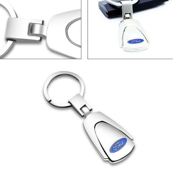 

keychains metal car logo keychain auto badge key chain ring for fords focus 2 3 1 fusion accessories, Silver