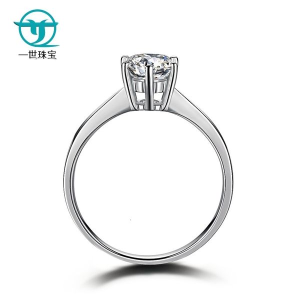 

50 pure female silver 1 carat six claw wedding proposal engagement naked diamond ring, Slivery;golden