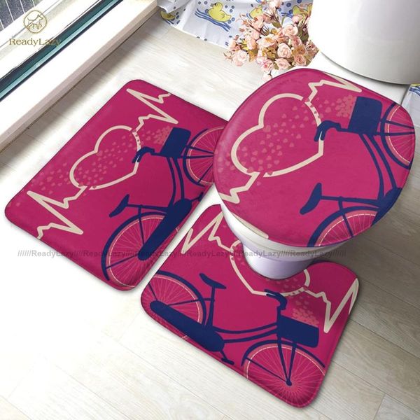 

husband wife bath mat polyester foot 3 piece bathroom set anti-slip modern rug mats