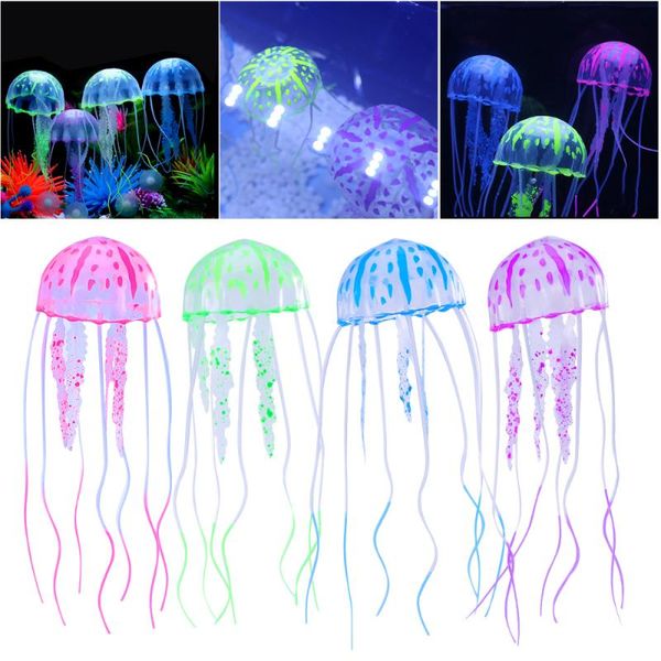 

4pcs glowing jellyfish for aquarium fish tank decoration decorations