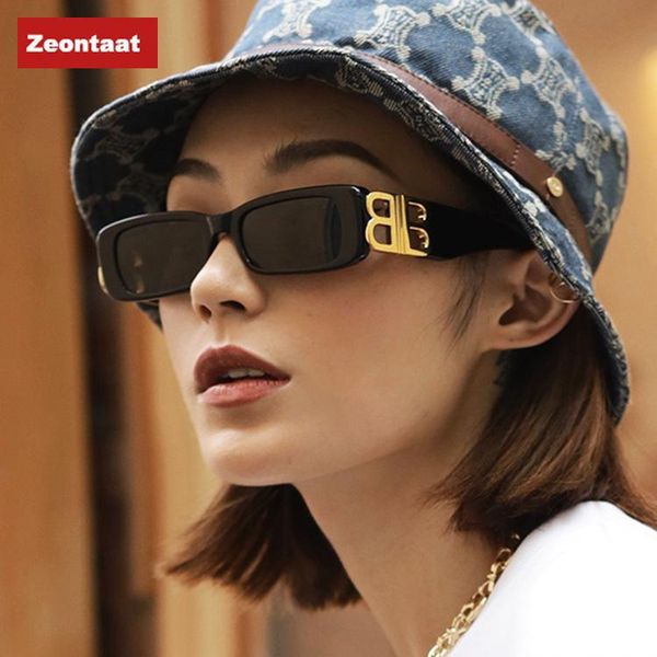 

sunglasses rectangle b women fashion 2021 brand designer color gradient lens sun glasses party beach uv400, White;black