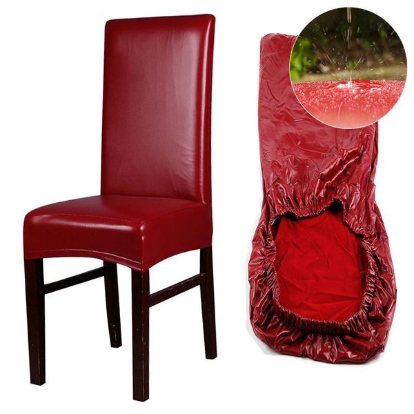 

chair covers pu waterproof elastic cover christmas stretch seat slipcovers for dining room el banquet home