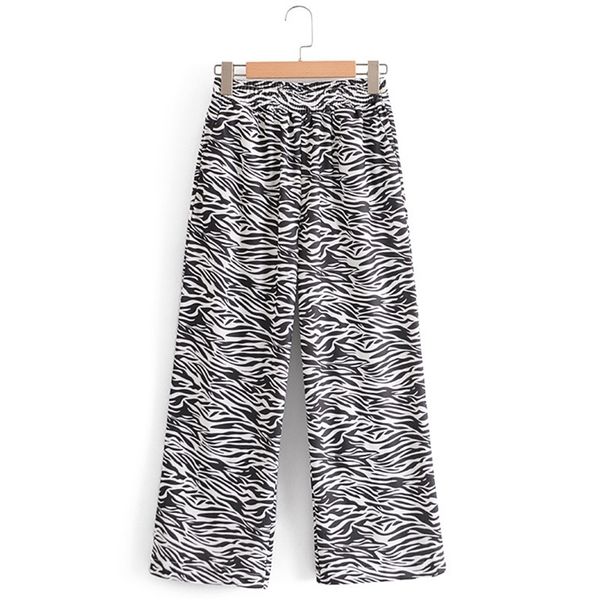 Mulheres primavera outono vintage vintage pants calças elástico cintura zebra solto feminino moda rua calças roupas 210513