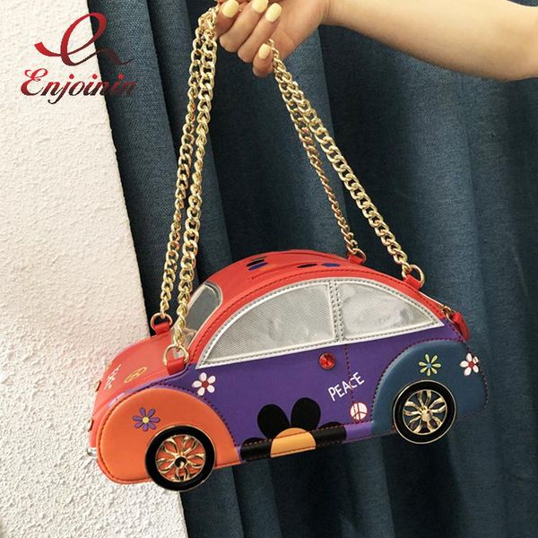 

evening bags vintage car style purses and handbags for women stitching color chain totes holiday summer party clutch pouch high quality