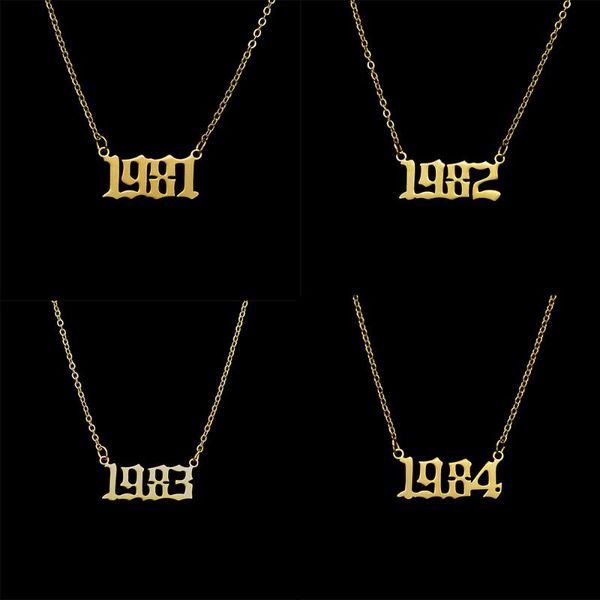 

charms women personalize necklace special date year number necklaces stainless steel jewelry birthday gift, Bronze;silver