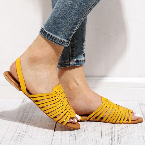 

summer woman sandals peep toe flat female sandalias ladies slip on elastic band breathable retro comfort shoes slippers flats, Black