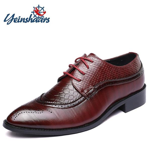 

dress shoes men business 2021 est formal office wedding for crocodile embossed pu leather plus size 39-48, Black