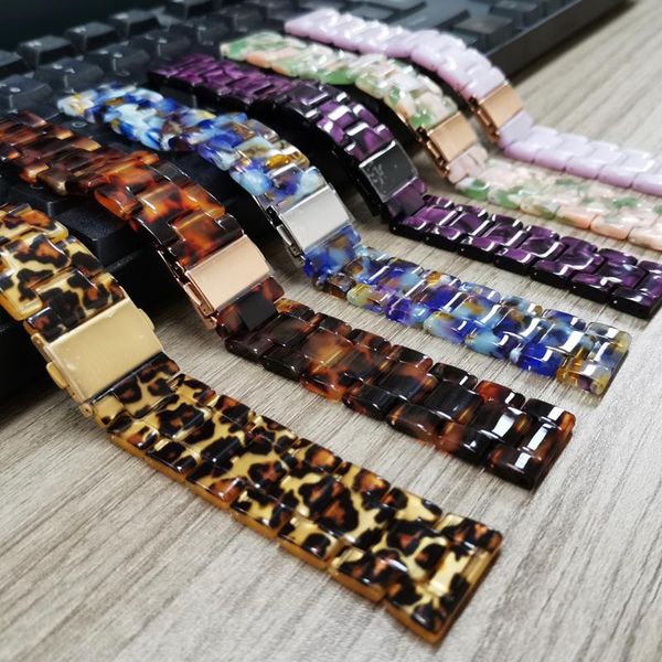 

watch bands 20mm 22mm lightweight resin strap for samsung galaxy band active 2 1/42mm/46mm/40mm/44mm/gear s3 bracelet thin wrist belt, Black;brown