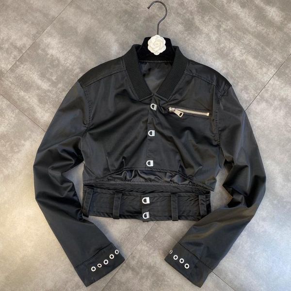 

women's jackets high street fashion 2021 designer stylish jacket v-neck zipper pocket casual short, Black;brown