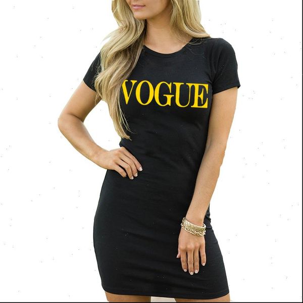 

letter print vogue summer autumn womens dress casual fashion elegent black vestidos short sleeve, Black;gray