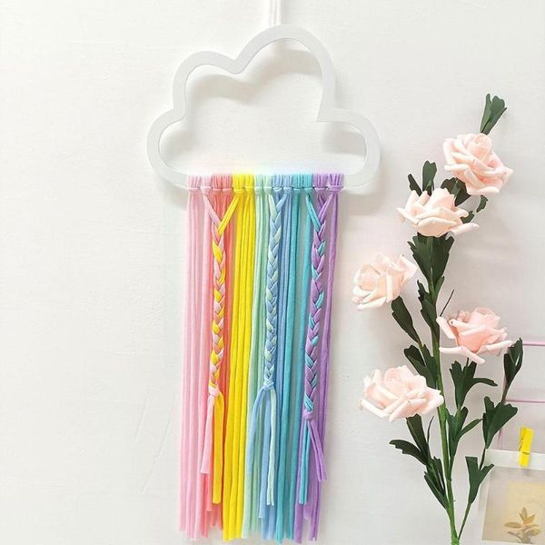 

hair accessories clips organizer strip cute cloud rainbow hanging storage belt for girls hairpin barrette hairband holder accessor m2i9, Slivery;white