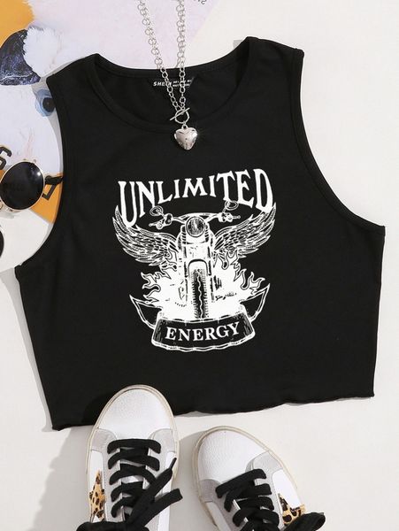 

motorcycle and letter graphic tank k4gy#, White