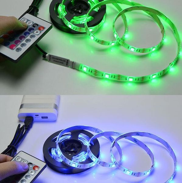 

strip rgb smd tv pc background lighting kit cuttable with 17key rf controller 30leds/m 1-5 meters/set dc5v strips led