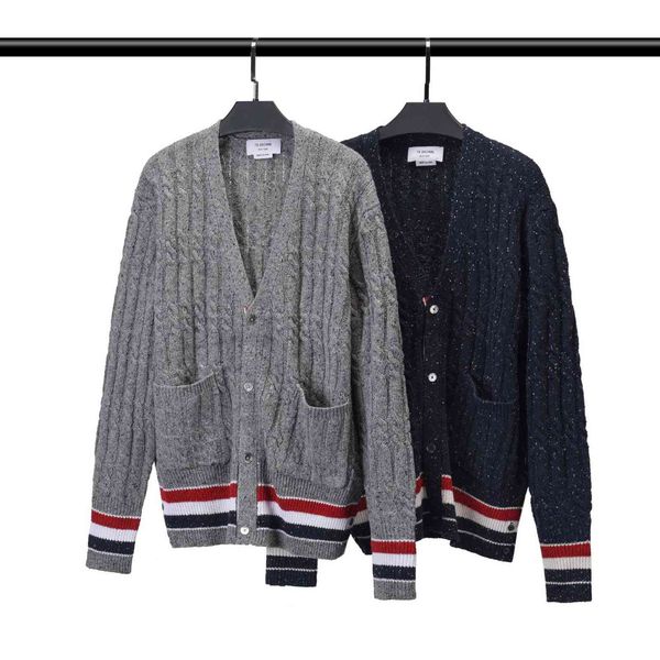 

thom brun's new autumn/winter tb cardigan wool sweater for men and women with an urban casual base coat, White;black
