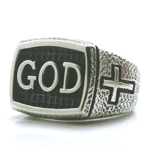 Herren Jungen 316L Edelstahl Cooles Kreuz GOTT Jesus Christus Ring Est Cluster Ringe