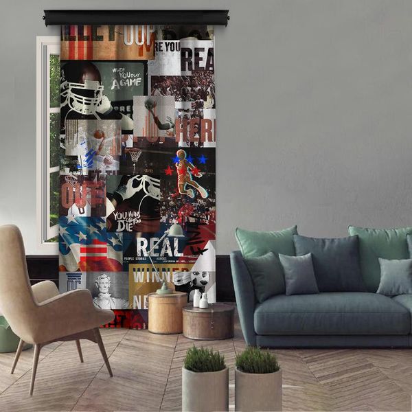 

cipcici american sports collage single panel curtain kids living room mixed colors oriental u.s.a elite man woman & drapes