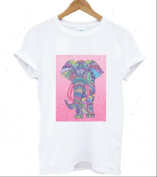 

harajuku floral elephant print cotton women casual funny tee hipster drop ship 206, White