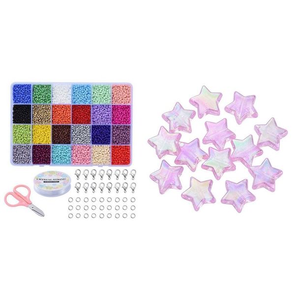 

other home decor 1 set 24 colors 4mm colored small glass beads & 10mm environmental protection glue five-pointed star