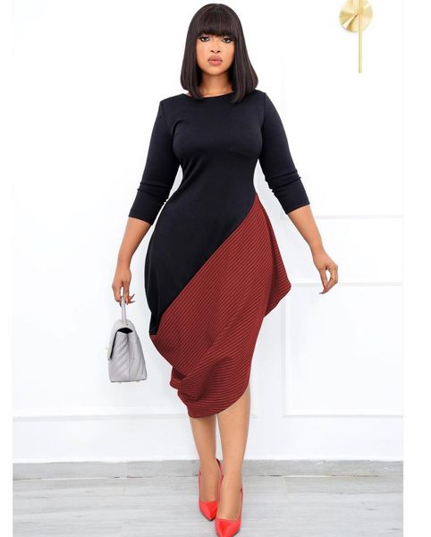 

casual dresses 2022 fall arrival business women long sleeve sheath knee length elegant work office lady, Black;gray