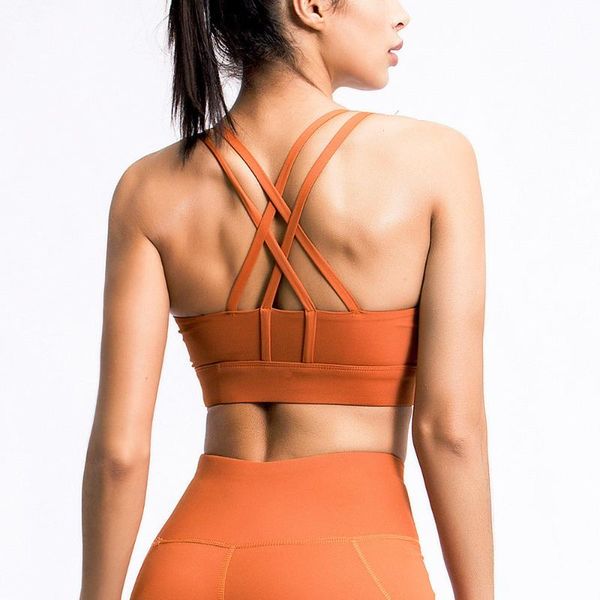 

gym clothing 2021 shockproof cross straps running sport bras women widen hem push up workout fitness yoga crop brassiere, White;black