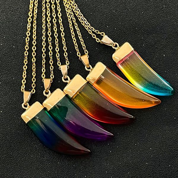 

pendant necklaces halloween jewelry necklace 2021 colorful crystal natural stone with stainless steel chain wholesale bulk, Silver