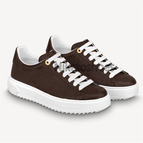 

time out sneaker cacao brown luxurys designers platform shoe monograms canvas white rubber outsole clunky sneakers, Black