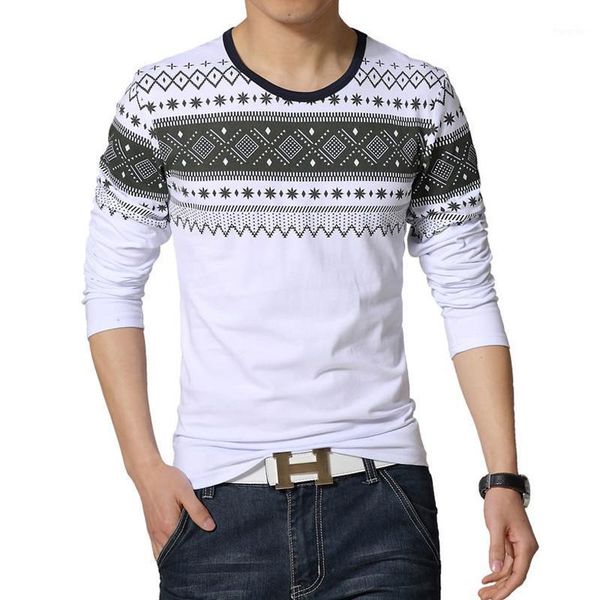 

men's t-shirts 2021 fashion casual floral male cotton t-shirt striped long sleeved t shirt o neck tee print men 4xl 5xl, White;black