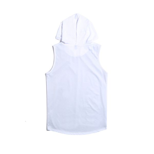 

active style natural color hooded clothing mens vest summer fashion hole panelled tank casual, White;black
