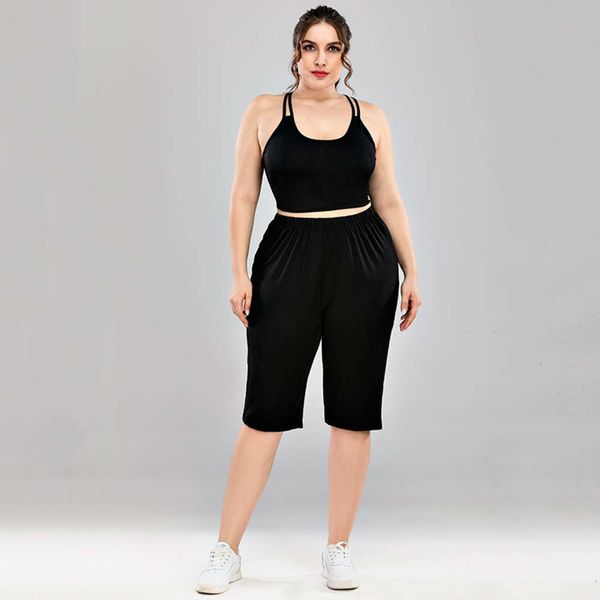 

women's tracksuits tracksuitssolid color back cross vest open waist slim pants large sports yoga suit agh3, Gray