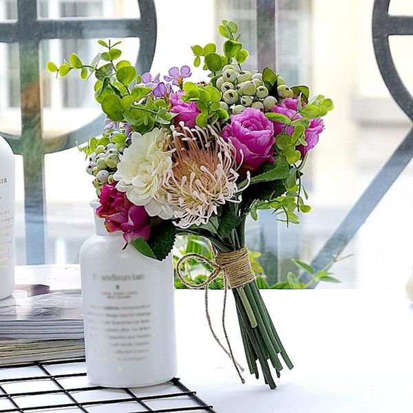 

decorative flowers & wreaths artificial silk rose wedding bridal bouquet for valentine's day confession garden party home decor