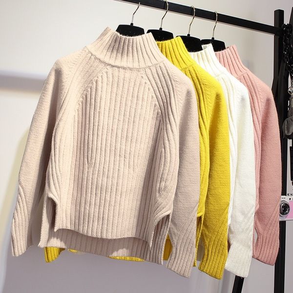 

women's sweaters 0.5 arrival heavy winter knitted women's turtlenecks loose korea striped solid pullovers. llok, White;black