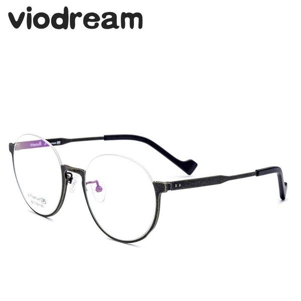 

viodream 100% pure titanium retro electroplating glasses frame old color style half spectacle optical oculos de grau 709 fashion sunglasses, Black