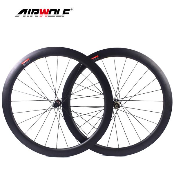

airwolf 38/50/60mm 700c carbon fiber road bike wheel bicycle wheelset racing wheels novatec 411/412 hub center lock disc brake