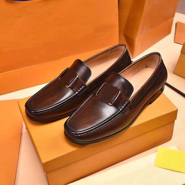 

2022 men dress shoes designer casual loafers fashion genuine leather flats mens brand wedding party oxfords size 38-45, Black
