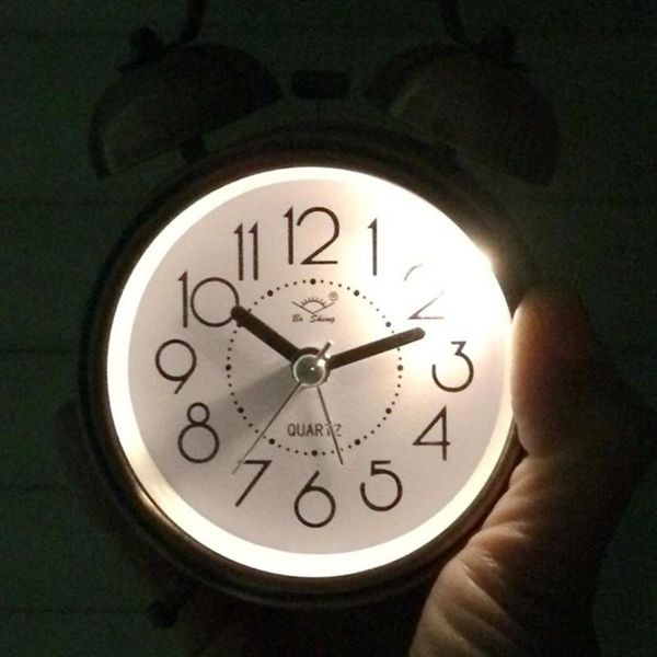 

other clocks & accessories retro silent night led light bell alarm clock quartz movement home lazy bedside desk great christmas gift for stu