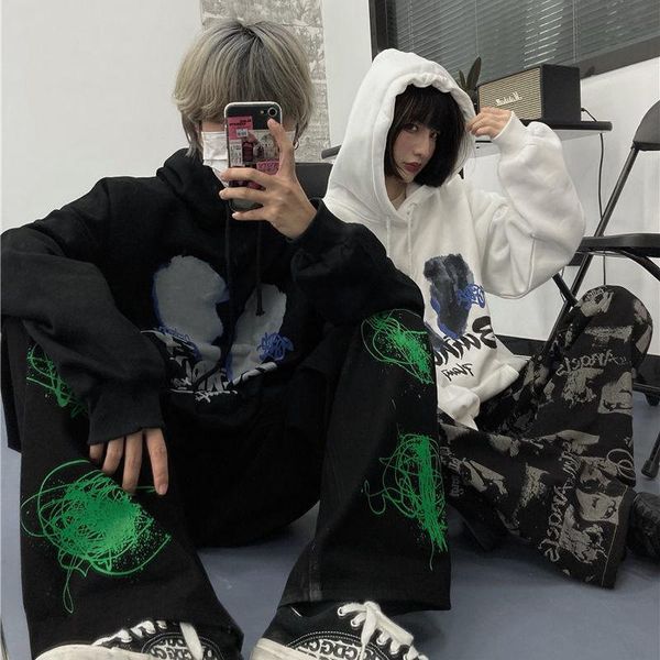 

men's hoodies & sweatshirts high street for men women spring autumn tide brand dark black hooded oversize hip hop loose jacket couple