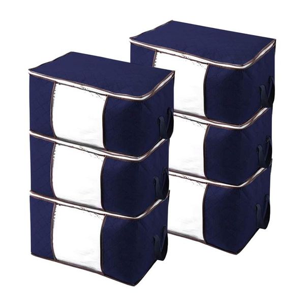 

pack extra large capacity storage bins with clear window,closet and clothes bags,handle zipper (blue) clothing & wardrobe